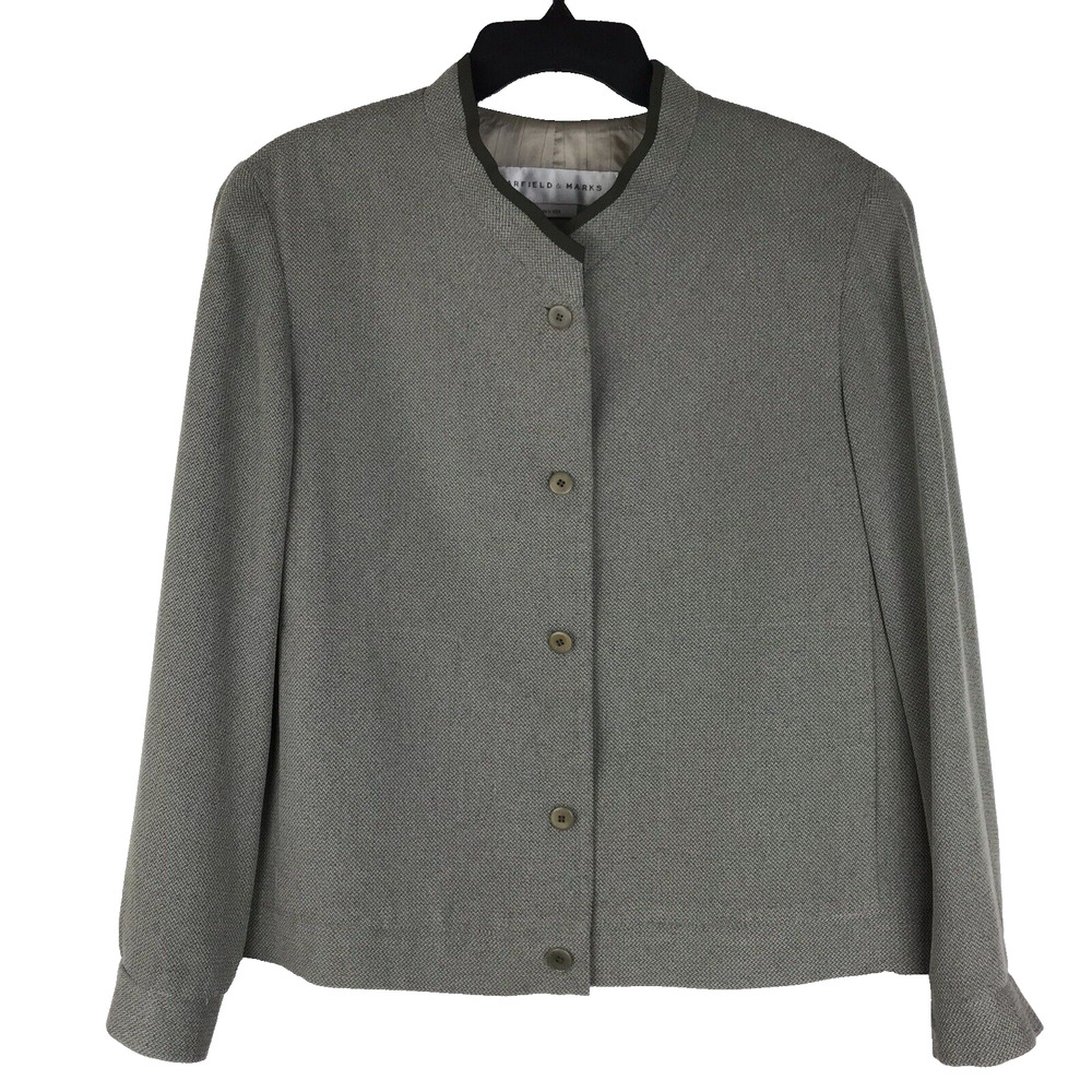 Garfield & Marks Suit Jacket Bomber Jacket Green Gray Pockets Lined Size 16 USA
